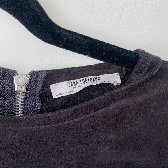 Zara black T-shirt shift dress faux suede size small - Picture 2 of 3